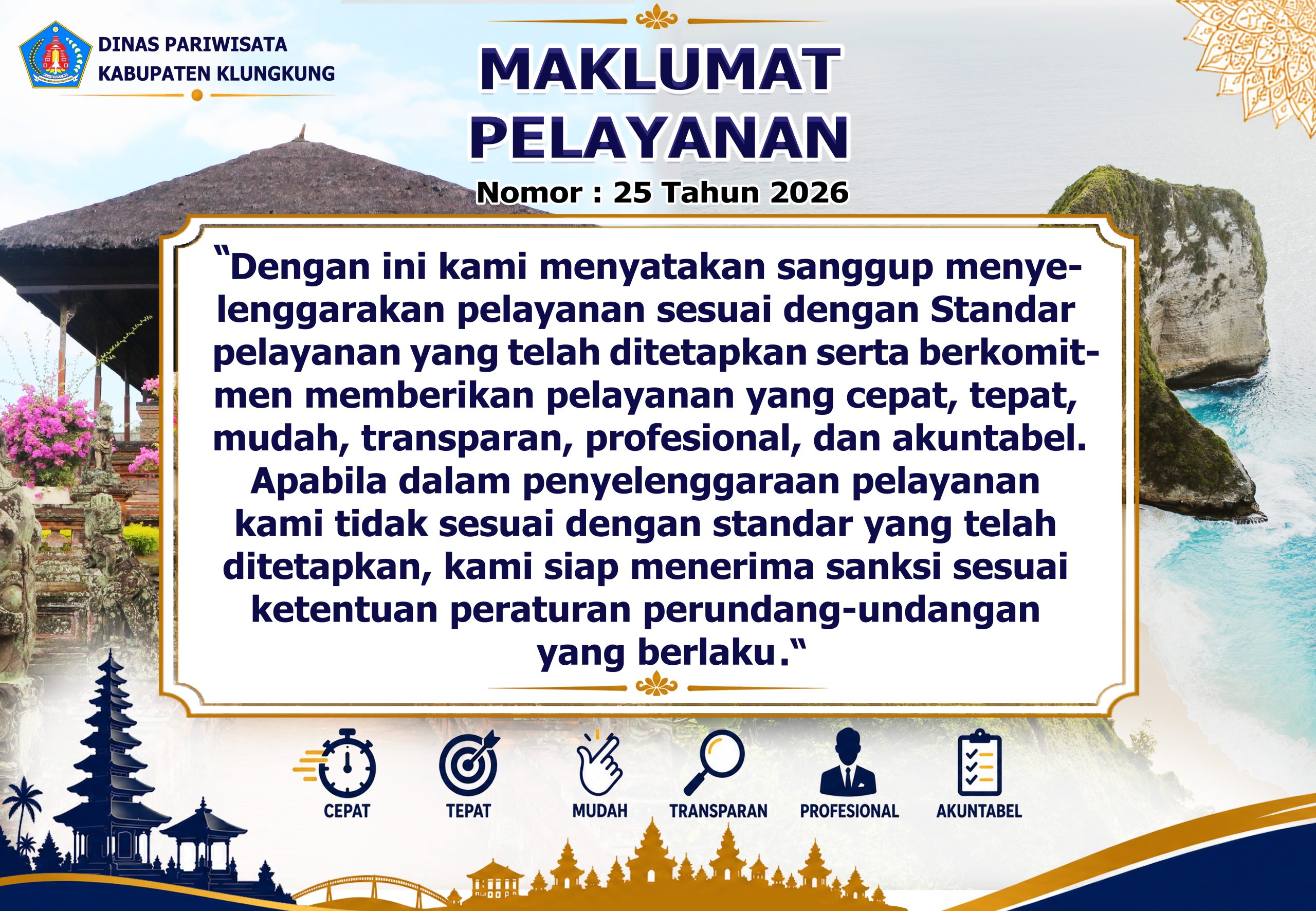 Maklumat Pelayanan Dinas Pariwisata
